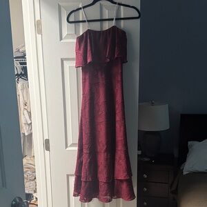 Lulu’s Elegant Burgundy Layered Dress